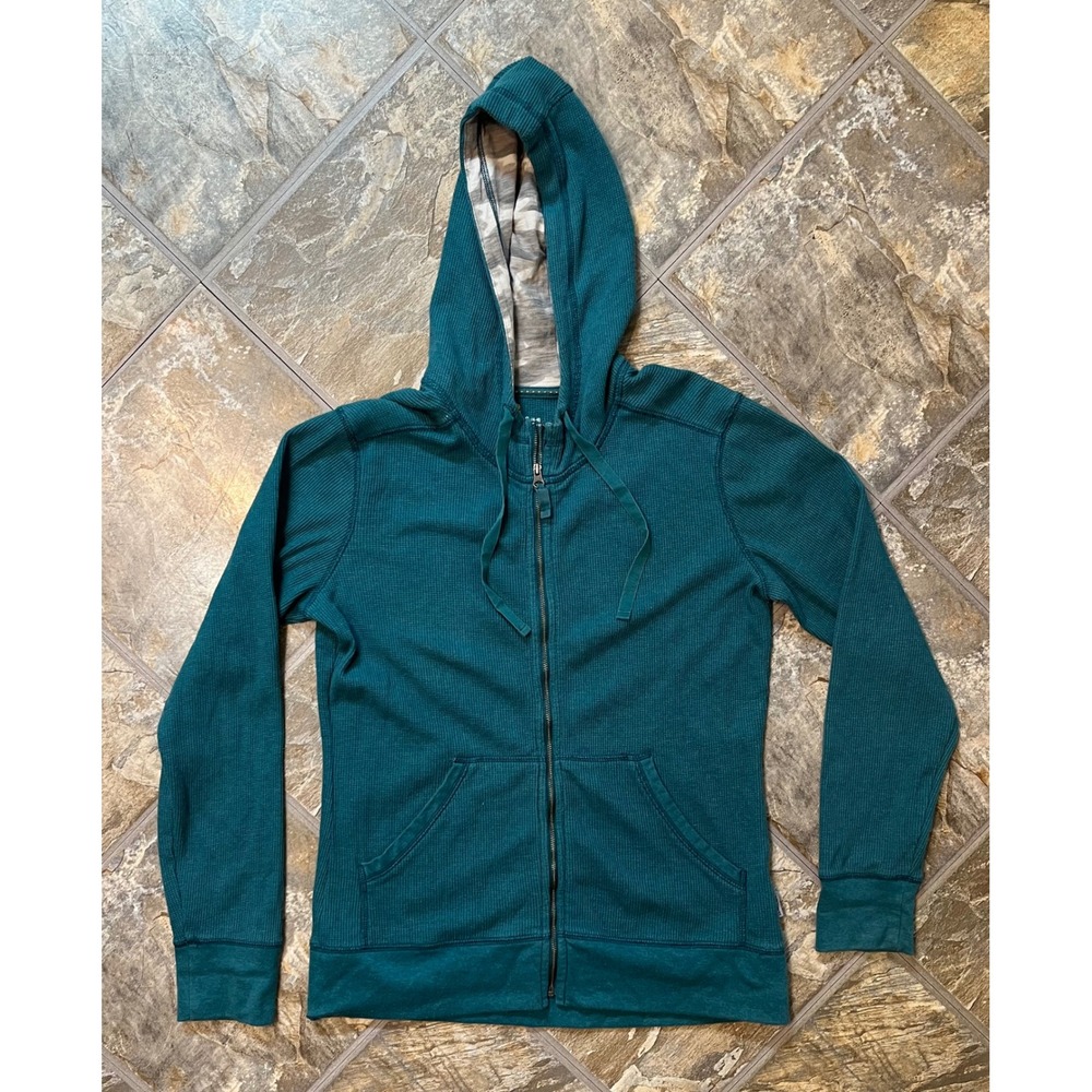 Carhartt Full Zip Hoodie Womens S Green Waffle Knit Thermal 102188 483